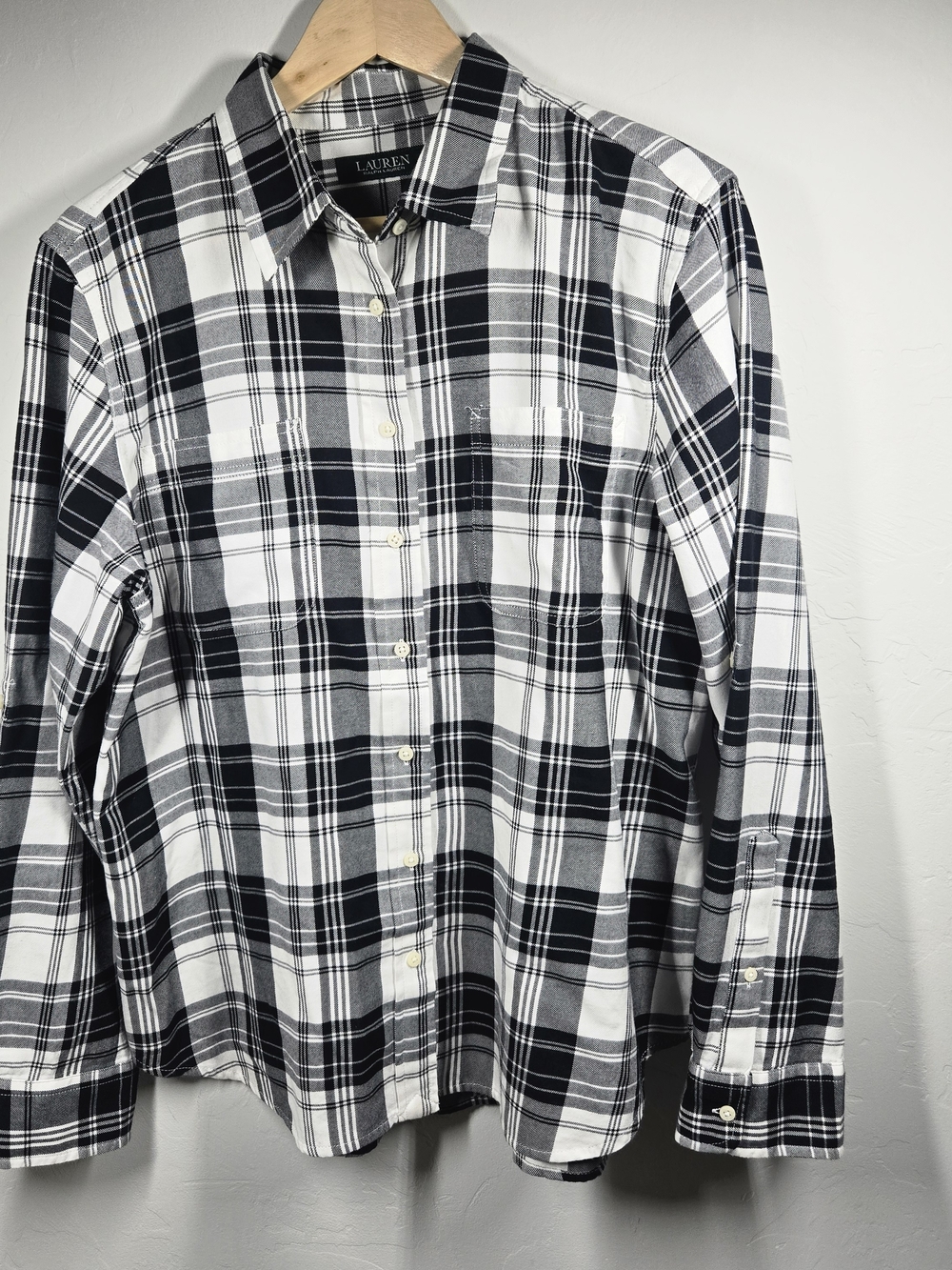 Lauren Ralph Lauren Women's Black & White Plaid Button-Down Shirt